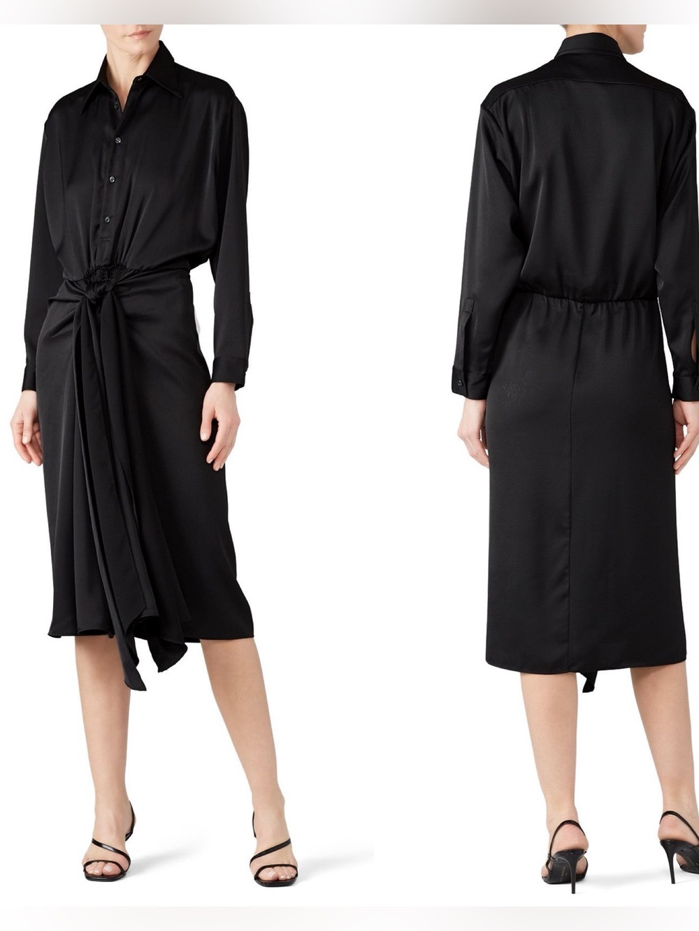 TOME NYC bow Front Shirtdress tie waist size 6 Black